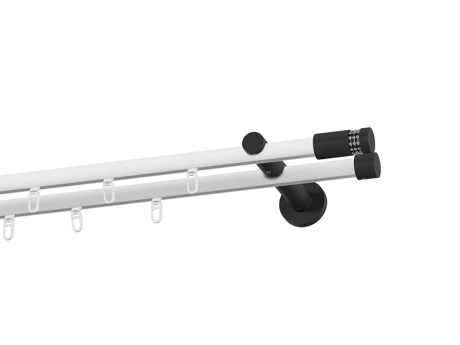 Garniža 19x19mm drážková tyč - 2rady - CYLINDER CRYSTAL - bielo čierna