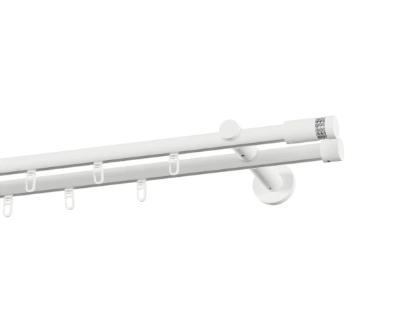 Garniža 19x19mm drážková tyč - 2rady - CYLINDER CRYSTAL - biela