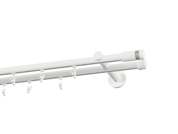 Garniža 19x19mm drážková tyč - 2rady - CYLINDER CRYSTAL - biela 2