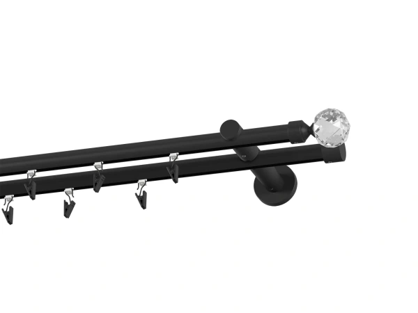 Garniža 19x19mm drážková tyč - 2rady - GUĽA CRYSTAL - čierna 2