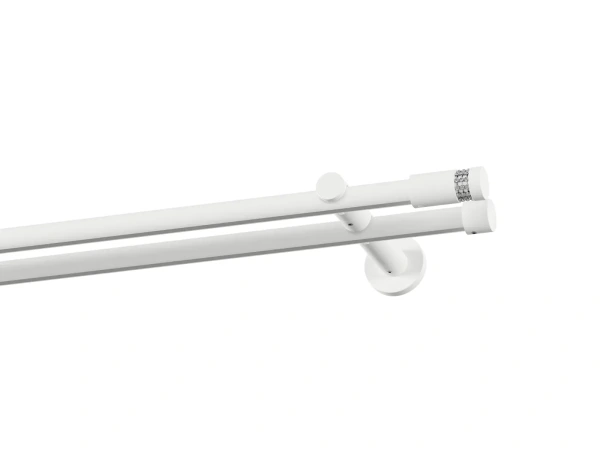 Garniža 19x19mm drážková tyč - 2rady - CYLINDER CRYSTAL - biela 1