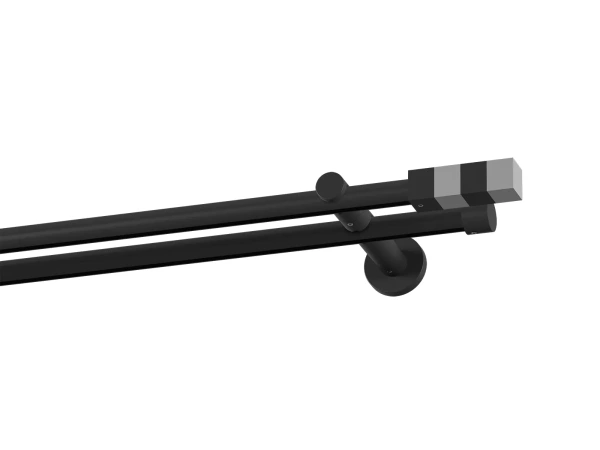 Garniža 19x19mm drážková tyč - 2rady - KVADRAT - čierna 1