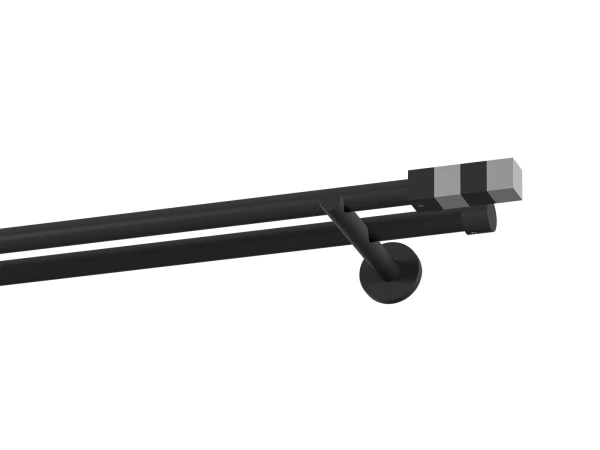 Garniža 19x19mm obyčajná tyč - 2rady - KVADRAT - čierna 1