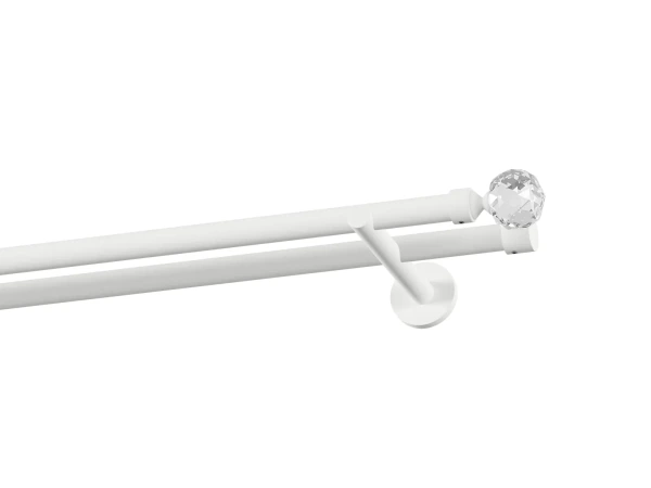 Garniža 19x19mm obyčajná tyč - 2rady - GUĽA CRYSTAL - biela 1