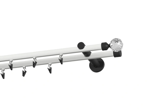 Garniža 19x19mm drážková tyč - 2rady - GUĽA CRYSTAL - bielo čierna 2