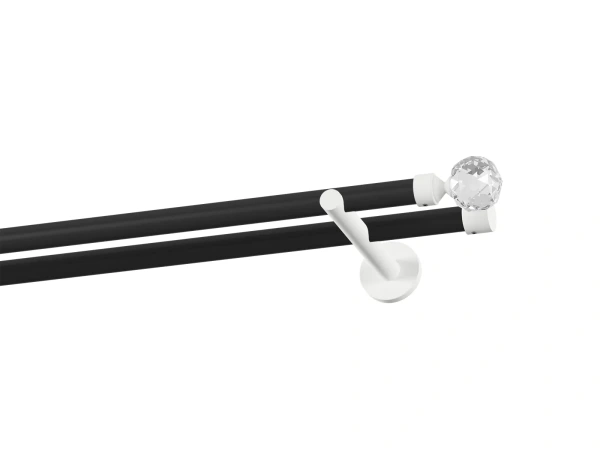 Garniža 19x19mm obyčajná tyč - 2rady - GUĽA CRYSTAL - čierno biela 1